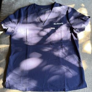 Figs Brand Navy Scrub Top Embroidered with Medtronic logo